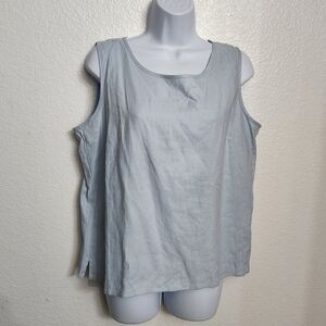 Corey B 100% linen sleeveless blouse women's size large light blue
